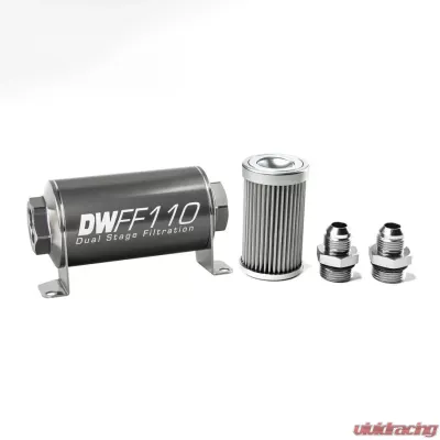 DeatschWerks -8AN, 10 micron, 110mm In-line fuel filter kit - 8-03-110-010K-8