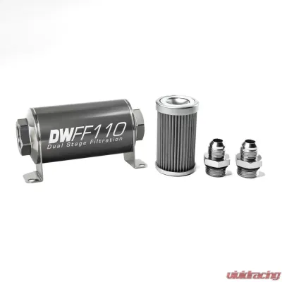 DeatschWerks -8AN, 40 micron, 110mm In-line fuel filter kit - 8-03-110-040K-8