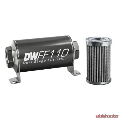 DeatschWerks -10AN Female, 40 micron, 110mm In-line fuel filter kit - 8-03-110-100K
