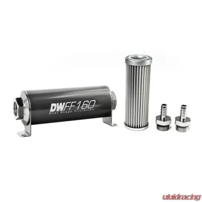 DeatschWerks 3/8 in, 5 micron, 160mm In-line fuel filter kit - 8-03-160-005K-38
