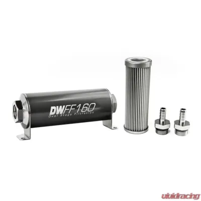 DeatschWerks 3/8 in, 10 micron, 160mm In-line fuel filter kit - 8-03-160-010K-38