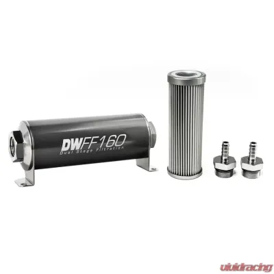 DeatschWerks 5/16 in, 10 micron, 160mm In-line fuel filter kit - 8-03-160-010K-516