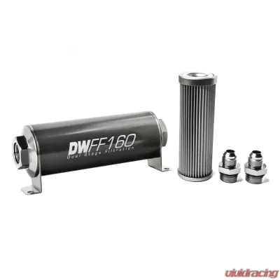DeatschWerks -8AN, 10 micron, 160mm In-line fuel filter kit - 8-03-160-010K-8