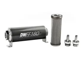 DeatschWerks 3/8 in, 40 micron, 160mm In-line fuel filter kit