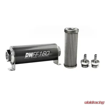 DeatschWerks 5/16 in, 40 micron, 160mm In-line fuel filter kit - 8-03-160-040K-516
