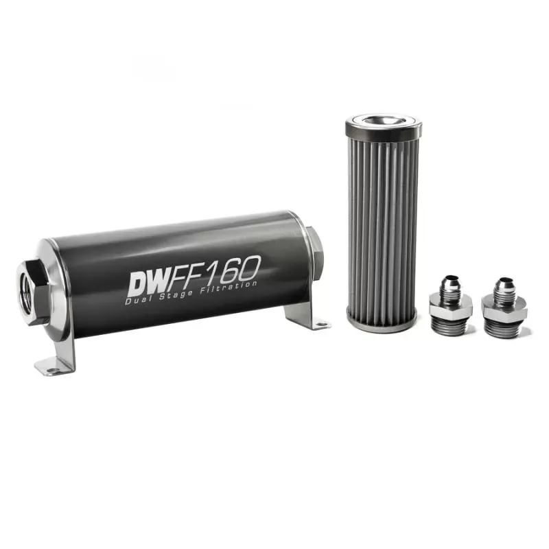 DeatschWerks -6AN, 40 micron, 160mm In-line fuel filter kit - 8-03-160-040K-6
