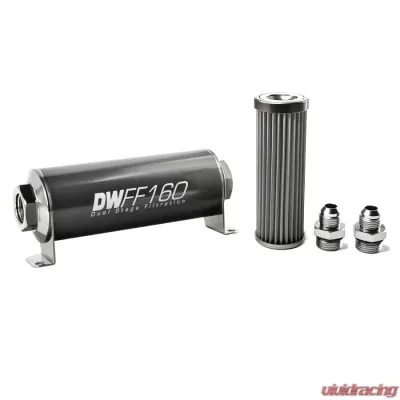 DeatschWerks -8AN, 40 micron, 160mm In-line fuel filter kit - 8-03-160-040K-8