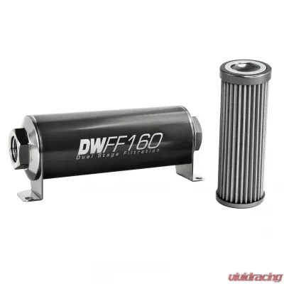 DeatschWerks -10AN Female, 40 micron, 160mm In-line fuel filter kit - 8-03-160-040K