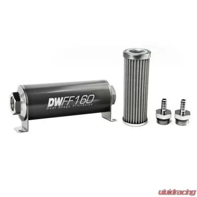 DeatschWerks 5/16 in, 100 micron, 160mm In-line fuel filter kit - 8-03-160-100K-516