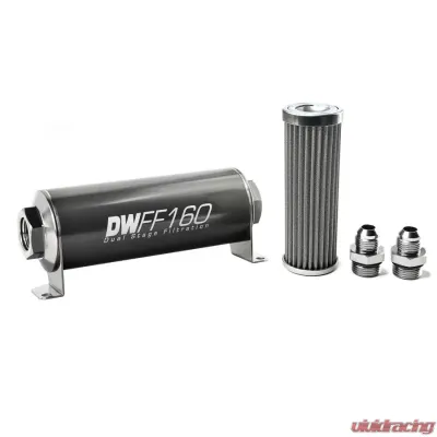 DeatschWerks -8AN, 100 micron, 160mm In-line fuel filter kit - 8-03-160-100K-8