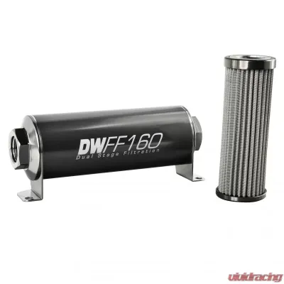 DeatschWerks -10AN Female, 100 micron, 160mm In-line fuel filter kit - 8-03-160-100K