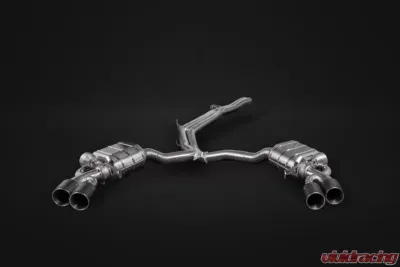 Capristo Exhaust Valved Catback Exhaust System Mid-Pipes ECE E2P Carbon Fiber Tip Red Audi RS4 B9 | RS5 2018-2023 - 02AU05203006-R