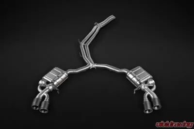Capristo Exhaust Valved Catback Exhaust System Mid-Pipes ECE E2P Carbon Fiber Tip Red Audi RS4 B9 | RS5 2018-2023 - 02AU05203006-R