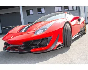 Capristo Exhaust Carbon Fiber Front Spoiler with Side Wings Ferrari 488 Pista 2019-2021