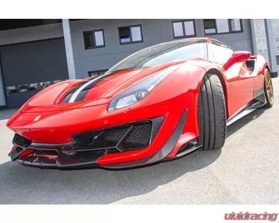 Capristo Exhaust Carbon Fiber Front Spoiler with Side Wings Ferrari 488 Pista 2019-2021 - 03FE08710044LG