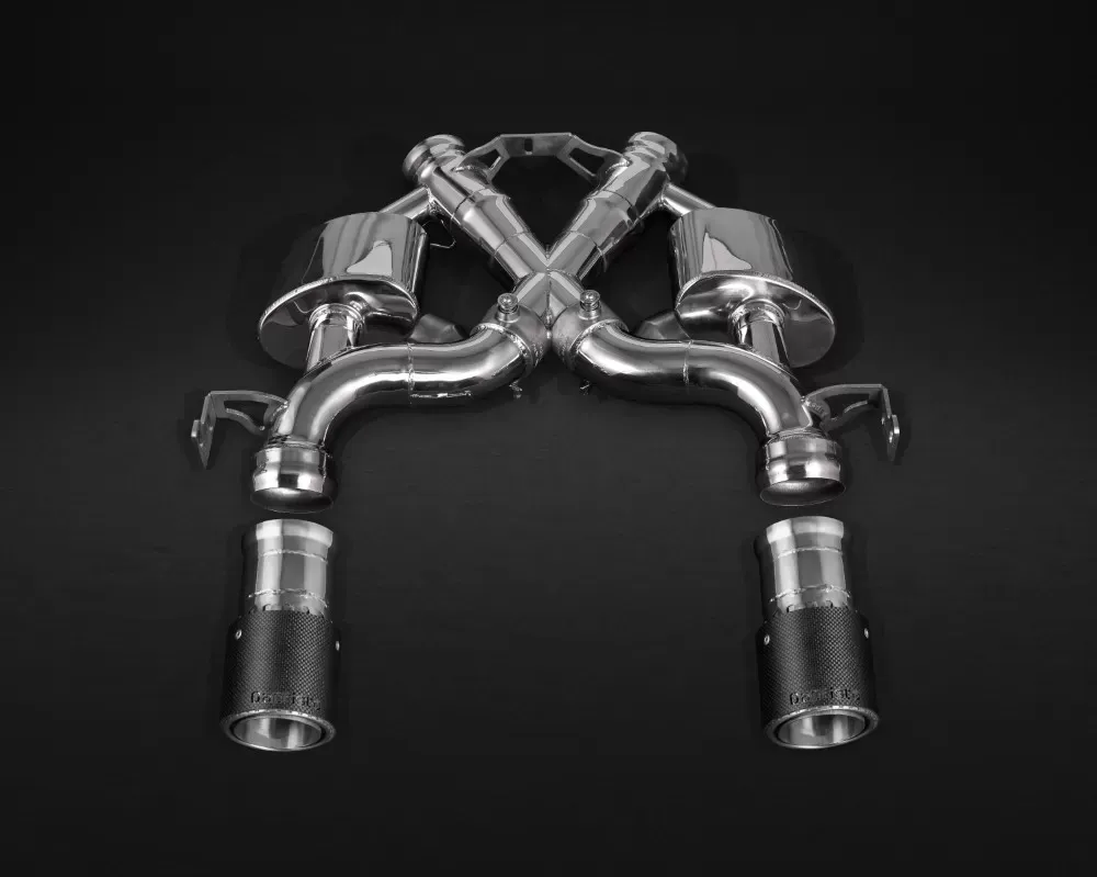 Capristo Exhaust Valved Exhaust with CES3 Carbon Fiber Tips Silver McLaren 675LT 2016-2017 - 02ML110.675Muffler-S