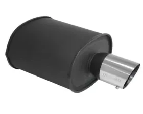Megan Racing M-OE Black Stainless Steel Muffler with Single 3.5inch Chrome Tip and Silencer