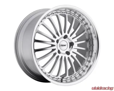 TSW Silverstone Wheel 22x9 5x120 35mm Silver w/ Mirror Cut Face & Lip - 2290SIL355120S76