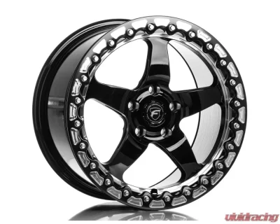 Forgestar D5 Beadlock Wheel 17x10 5x120 45mm Gloss Black w/ Machined Lip - F00170022P45