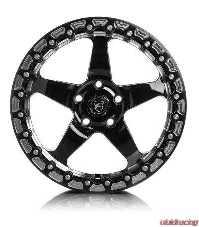 Forgestar D5 Beadlock Wheel 17x10 5x120 45mm Gloss Black w/ Machined Lip - F00170022P45