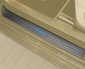 Mansory 2 Part Illuminated Sill Plates Carbon Fiber | Blue Illuminated Logo Rolls Royce Wraith