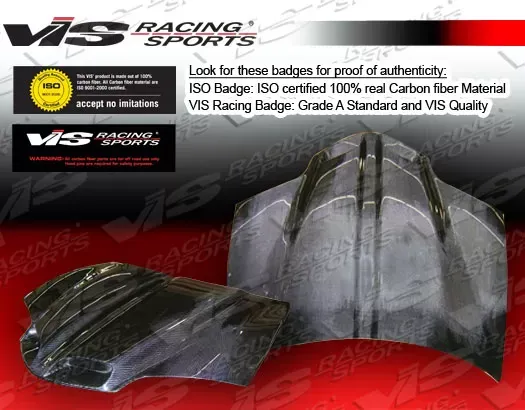 VIS Racing GTO Style Black Carbon Fiber Hood Pontiac Firebird 1993-1997 - 93PTFIR2DGTO-010C