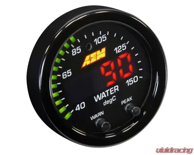 AEM Electronics X-Series Temperature Gauge 100~300F | 40~150C with Black Bezel & Black Water Faceplate - 30-0302
