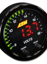 AEM Electronics X-Series Volt Gauge 8~18V with Black Bezel & Black Faceplate                                     - 30-0303 - Image 2