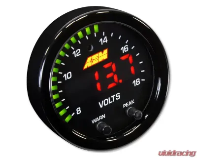 AEM Electronics X-Series Volt Gauge 8~18V with Black Bezel & Black Faceplate - 30-0303