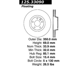StopTech Brake Pads for Ford Mustang 2015-2023, Ceramic, 125.3309