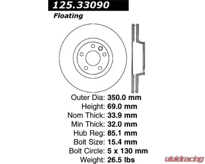 StopTech Brake Pads for Ford Mustang 2015-2023, Ceramic, 125.3309 - 125.33090