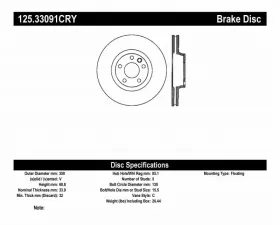 StopTech Cryostop Premium High Carbon Rotor, Front Right, Black, 125.33091CRY