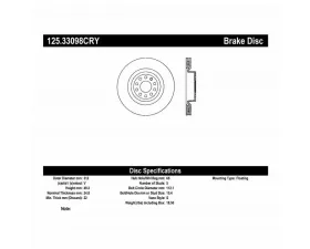 StopTech Cryostop Premium High Carbon Front Rotor for Ford Mustang 125.33098CRY