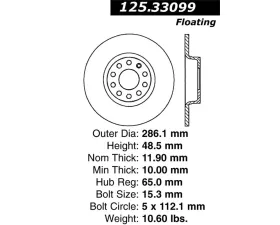 StopTech Premium High-Carbon Rear Rotor for Ford Mustang 2015-2023, 125.33099