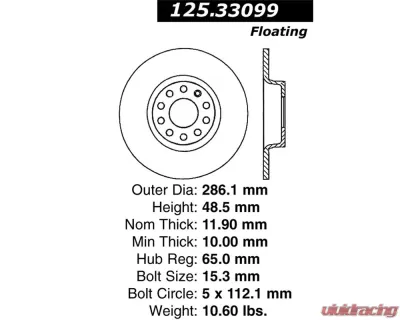 StopTech Premium High-Carbon Rear Rotor for Ford Mustang 2015-2023, 125.33099 - 125.33099