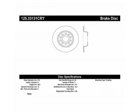 StopTech Cryostop Premium High Carbon Rear Rotor, Black, 125.33131CRY