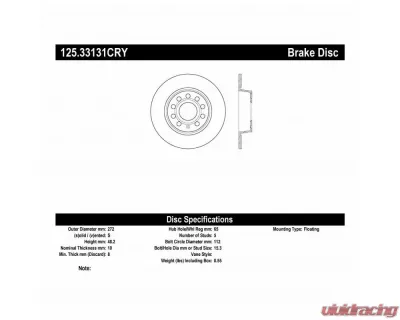 StopTech Cryostop Premium High Carbon Rear Rotor, Black, 125.33131CRY - 125.33131CRY