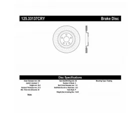 StopTech Cryostop Premium High Carbon Rear Rotor, Black, 125.33137CRY
