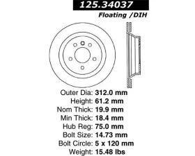 StopTech Premium High-Carbon Rear Rotor for BMW Z3 1998-2002 125.34037