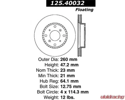 StopTech Premium High-Carbon Front Rotor for Honda Prelude 1992-1996 125.40032 - 125.40032