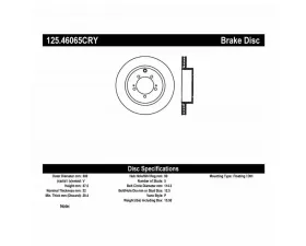 StopTech Cryostop Premium High Carbon Rear Rotor for Mitsubishi 2.0L 125.46065CRY
