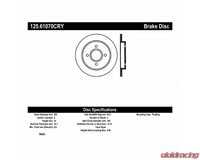 StopTech Cryostop Premium High Carbon Rear Rotor for Ford 125.61070CRY - 125.61070CRY