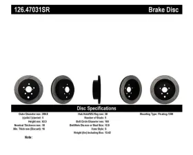 StopTech Sport Slotted Brake Rotor Rear Right