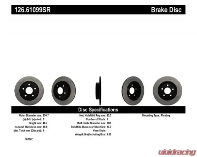 StopTech Sport Slotted Brake Rotor Rear Right Ford F-150 2004-2008, 126.61099SR - 126.61099SR