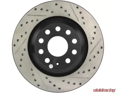 StopTech Sport Drilled/Slotted Brake Rotor Rear Left, Black, 2015-2020 Ford Mustang, 127.33113L - 127.33113L
