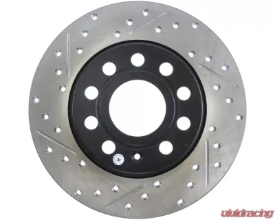 StopTech Sport Drilled/Slotted Brake Rotor Rear Right for Ford Mustang 2015-2023, Gray, 127.33131R - 127.33131R