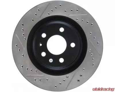 StopTech Sport Drilled/Slotted Brake Rotor Rear Right for Ford Mustang 2005-2014, Black, 127.33137R - 127.33137R