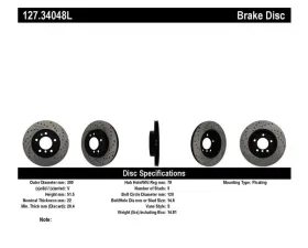 StopTech Sport Drilled/Slotted Brake Rotor Front Left BMW 3 Series 2006-2013, Gray, 127.34048L