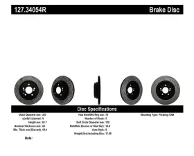 StopTech Sport Drilled/Slotted Brake Rotor Rear Right BMW 3 Series 1998-2006, Black, 127.34054R