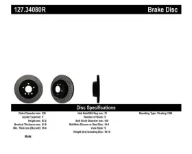 StopTech Sport Drilled/Slotted Brake Rotor Rear Right BMW 3 Series 1998-2006 127.34080R